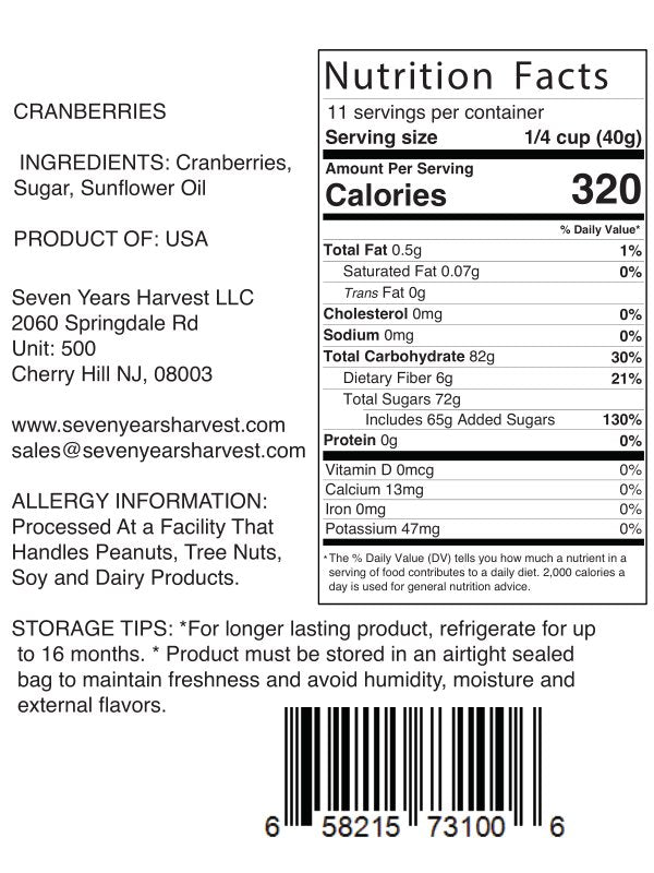 Seven Years Harvest Dried Cranberries 16 oz