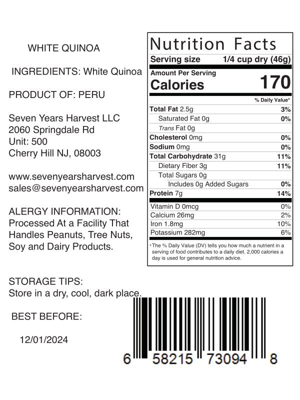 !Seven Years Harvest White Quinoa 2 Lb (907 Gr)