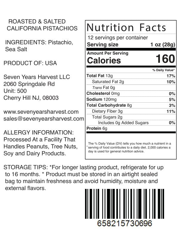 !SYH California Roasted Salted Pistachios 12 Oz (340 Gr)