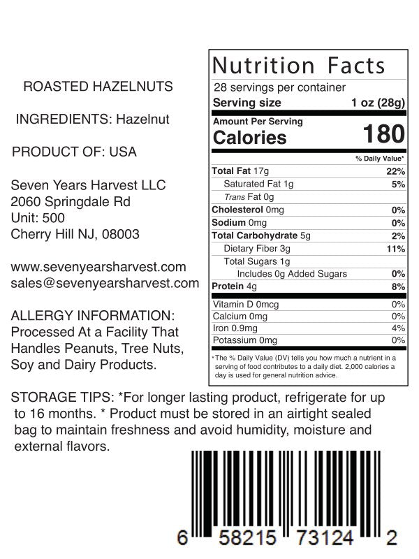 !SYH Roasted Unsalted Hazelnuts 28 Oz (794 Gr )
