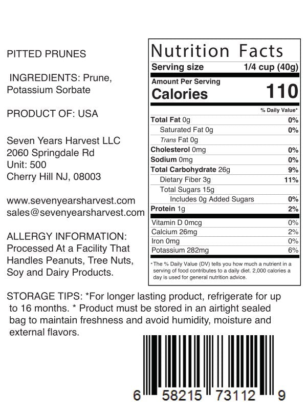 !Seven Years Harvest Pitted Prunes 1 Lb (454 Gr)