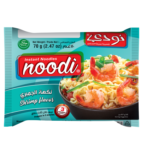 NOODI Instant Fried Noodles, Shrimp Flavor, 70 g ( 5 Pack )