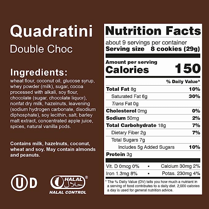 Loacker Quadratini Double Chocolate 8.8 Oz (250 Gr)