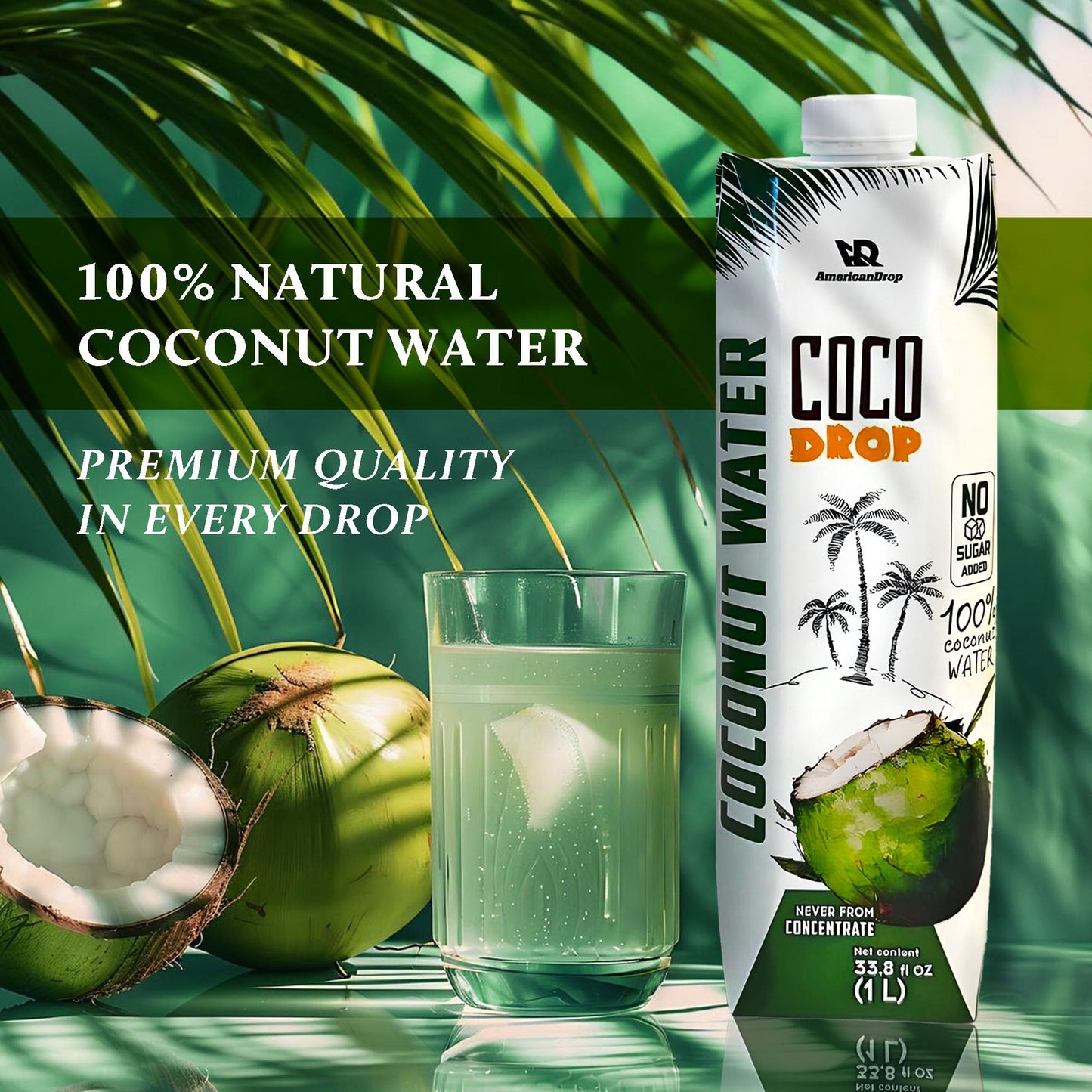 AmericanDrop Coconut Water 1 LT 100% No Sugar added