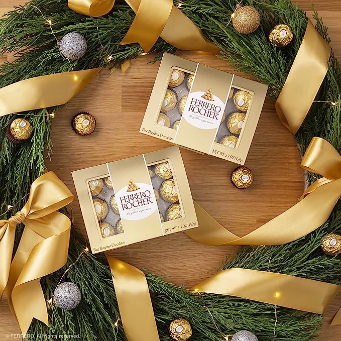 !Ferrero Rocher Hazelnut Chocolates 12 Ct 5.3 Oz ( 150 Gr )