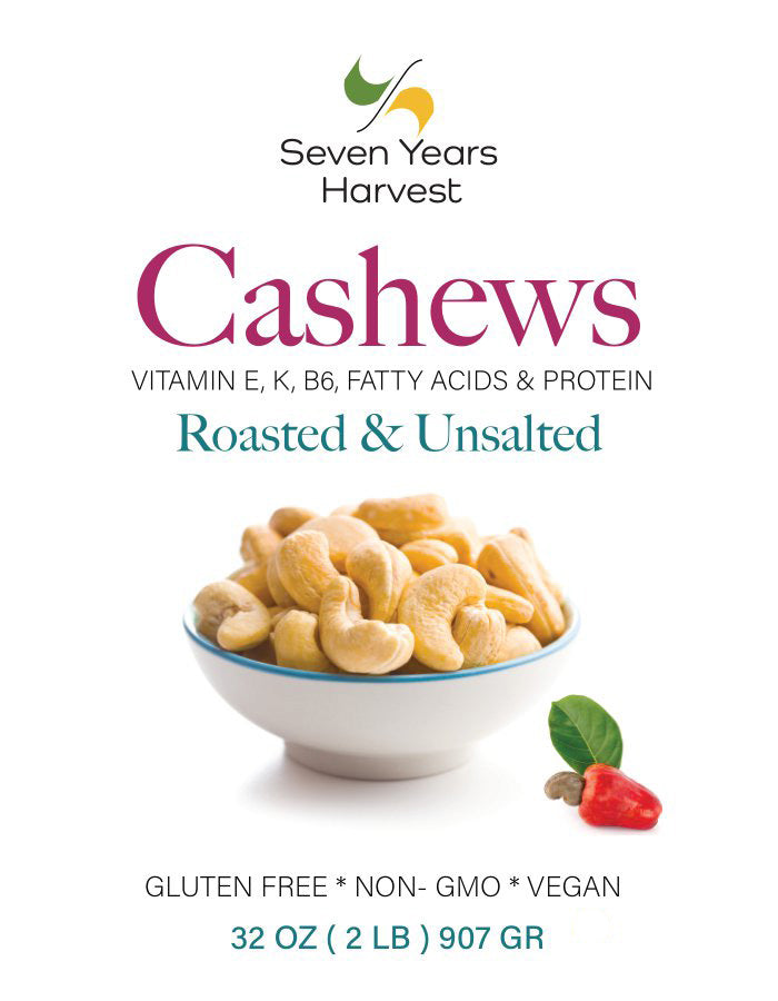 !Seven Years Harvest Roasted Unsalted Cashews 2 Lb (907 Gr)