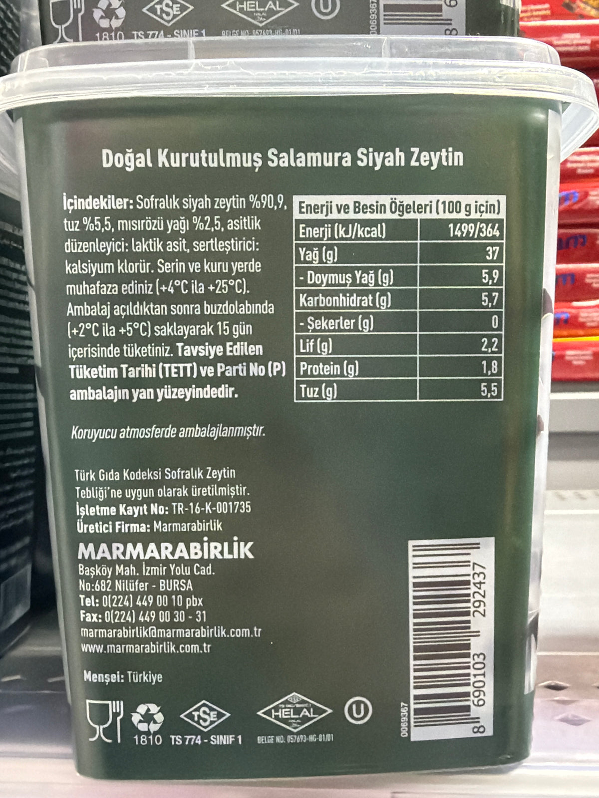 Marmarabirlik Gemlik Black Olives(Kuru Sele) 3X 800 g