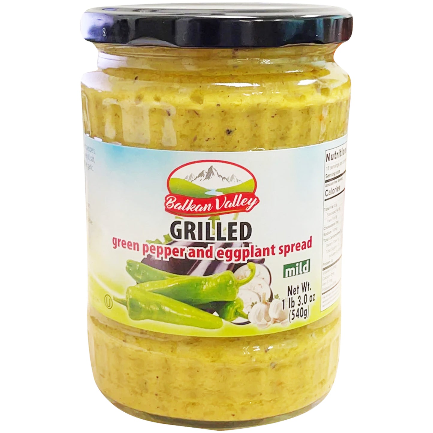 Balkan Valley Grilled Green Pepper & Eggplant Spread Mild 1 Lb 3.0 Oz (540 Gr)