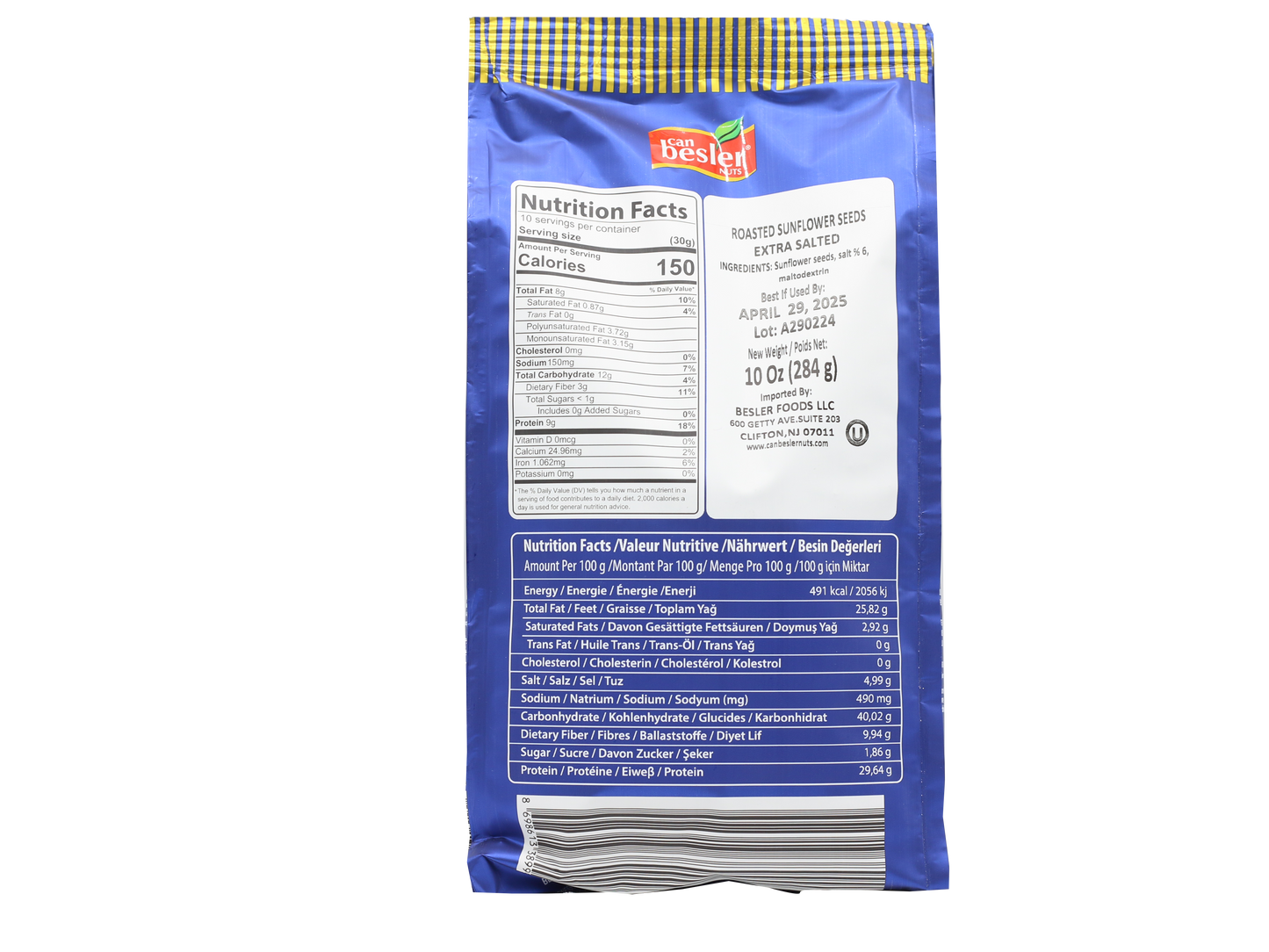 Besler White Sunflower Extra salted Seeds XXL 9 oz (256 Gr)