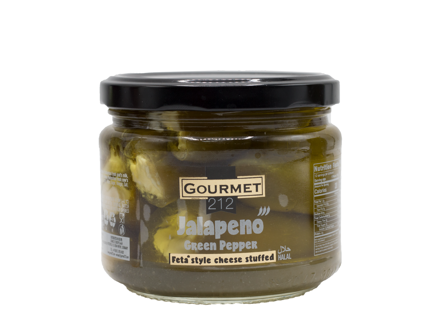 Gourmet 212 Cheese Stuffed Green Jalapeno 180 gr
