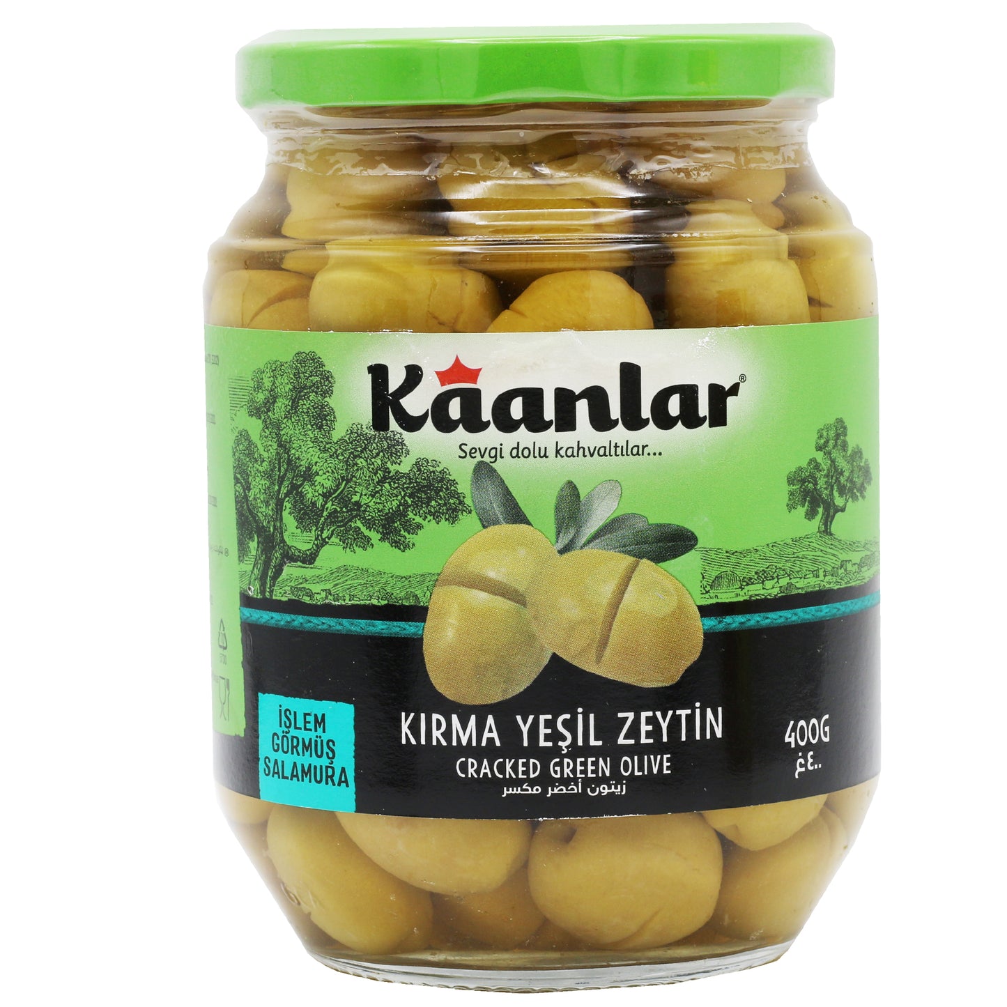 !Kaanlar Green Olives 141-180 Cracked 400 Gr
