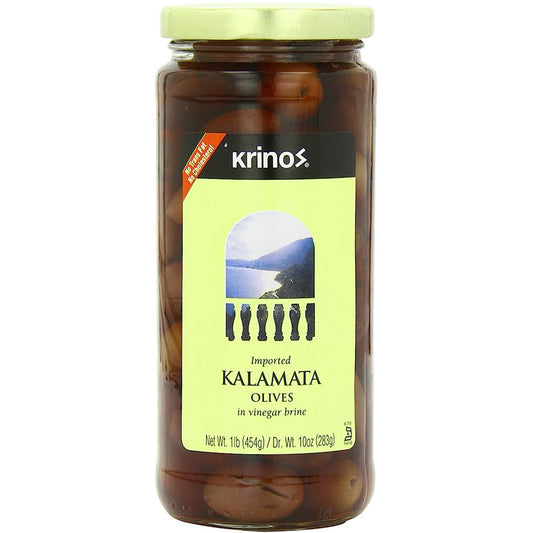 Krinos Kalamata Olives Marinated in Brine 1 Lb  (454 Gr)