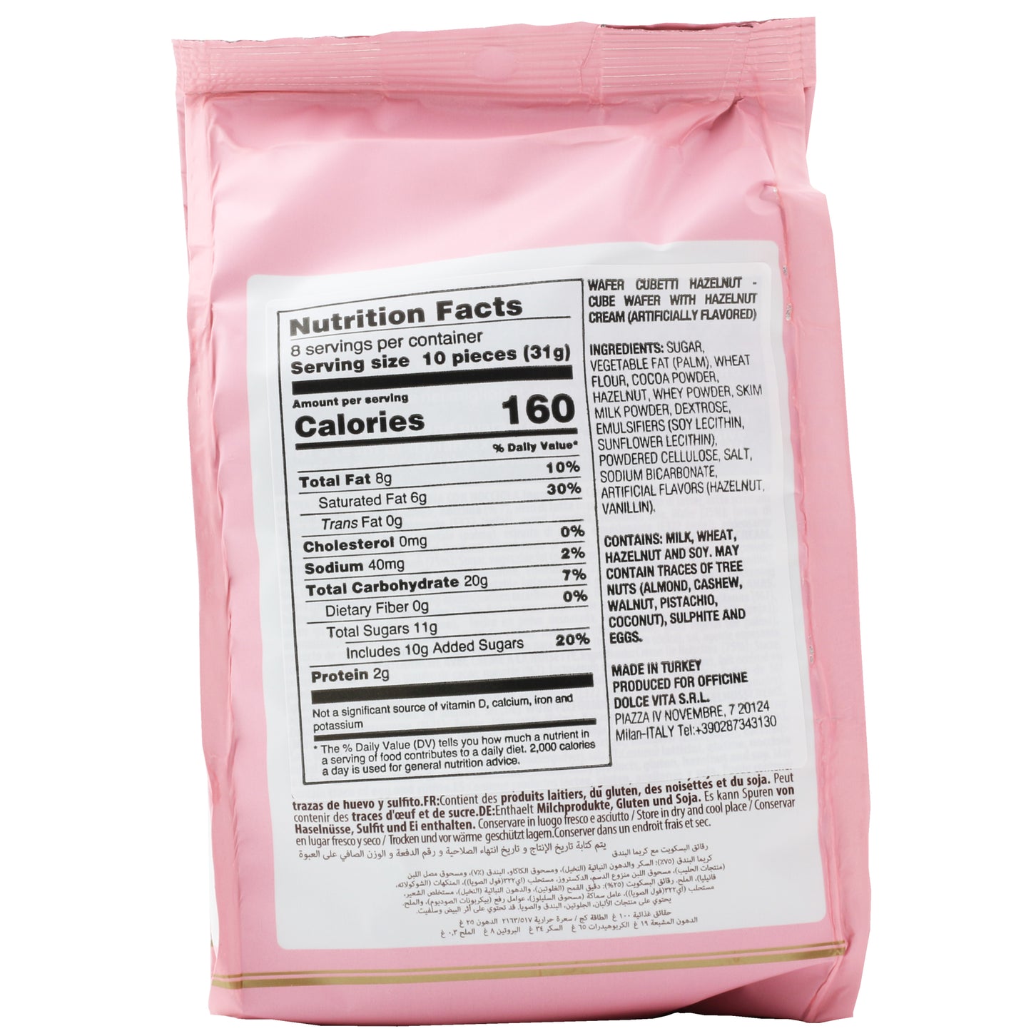 !Maestro Massimo Wafer Cubetti Hazelnut cream 8.82 Oz (250 Gr)
