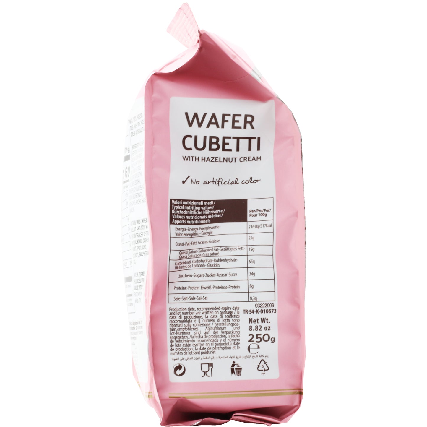 Maestro Massimo Wafer Cubetti Hazelnut cream 8.82 Oz (250 Gr)