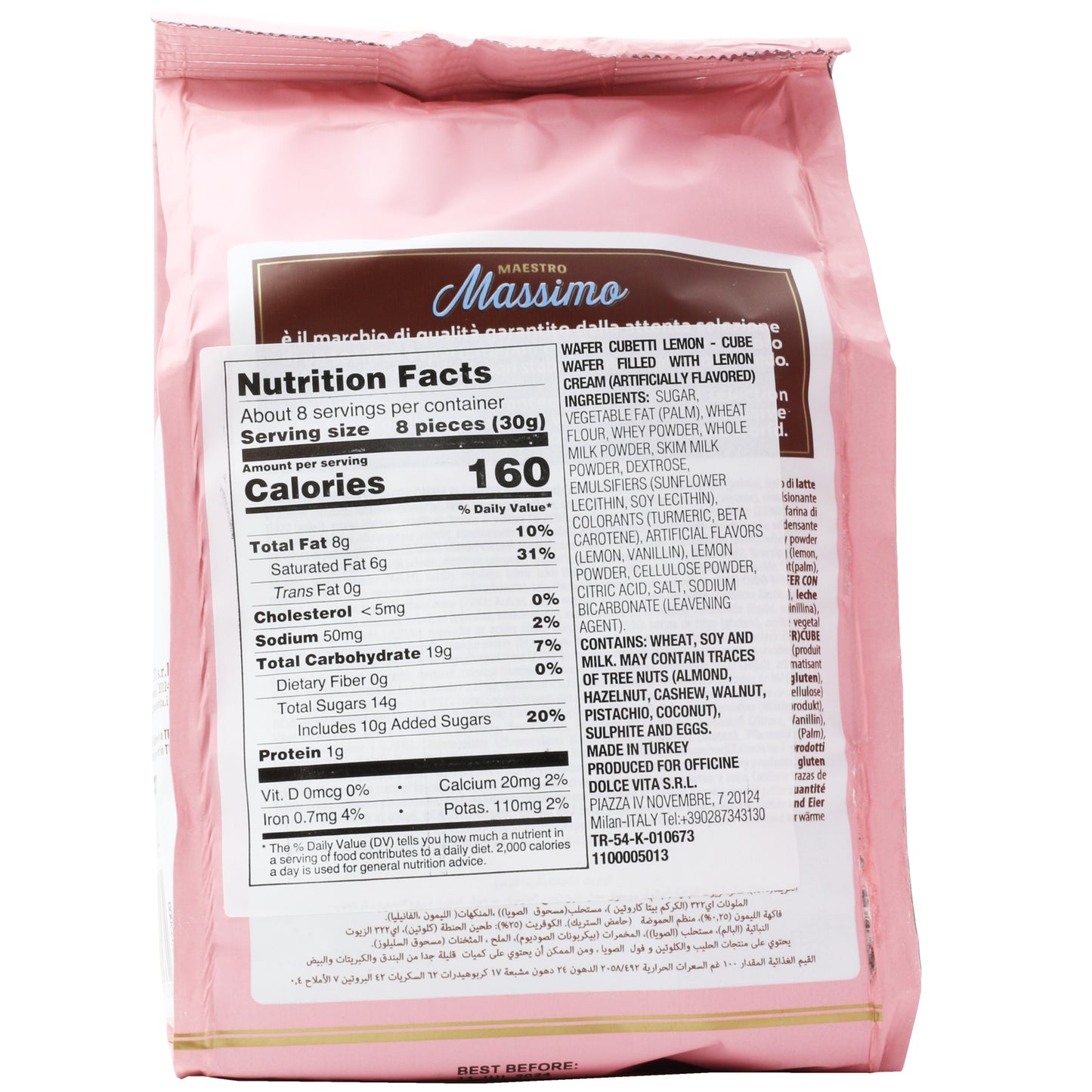 !Maestro Massimo Wafer Cubetti Lemon Cream 8.82 Oz (250 Gr)