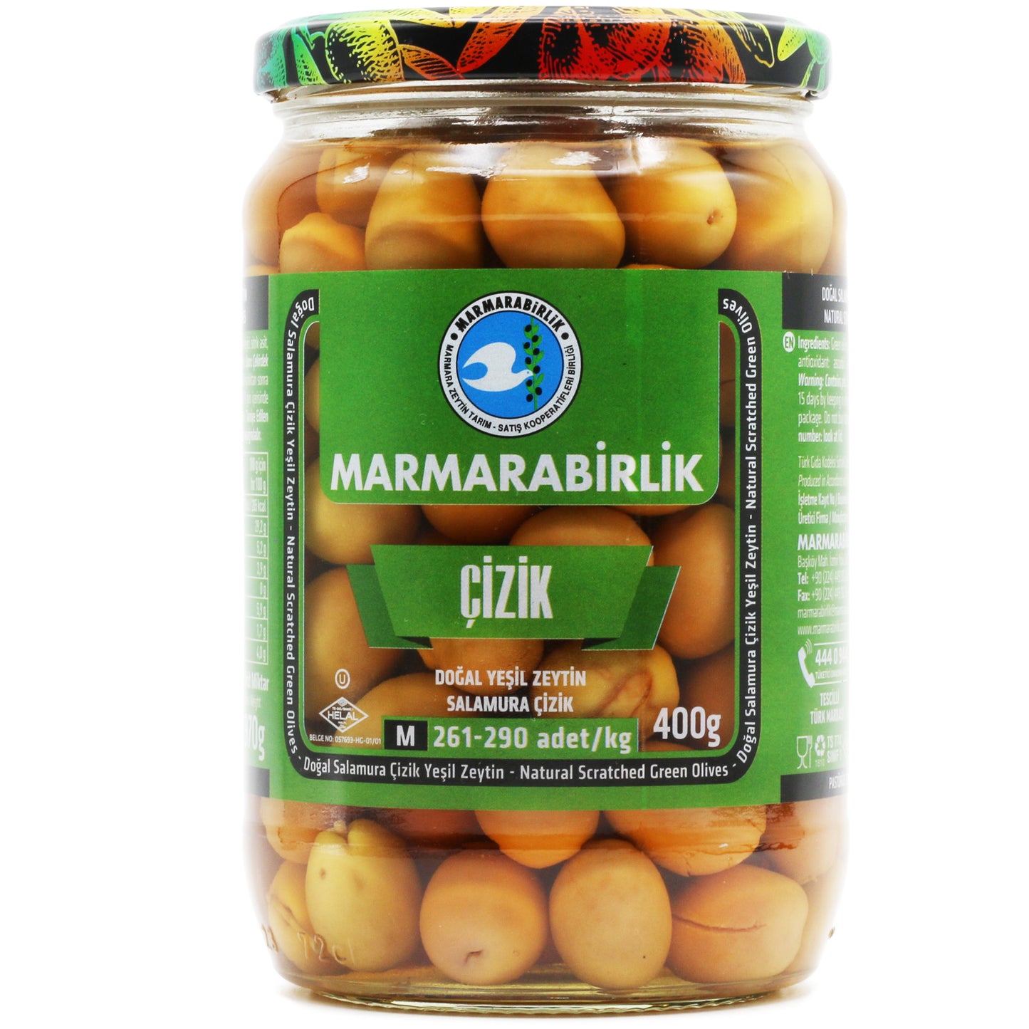 Marmarabirlik Scratched Green Olives M 14.10 Oz ( 400 gr)