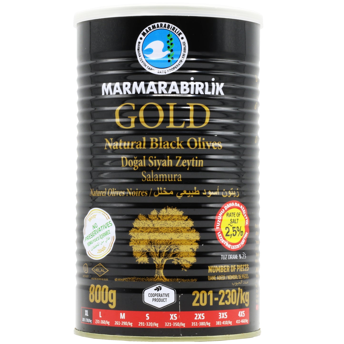 Marmarabirlik Gold XL Black Olives 800 Gr