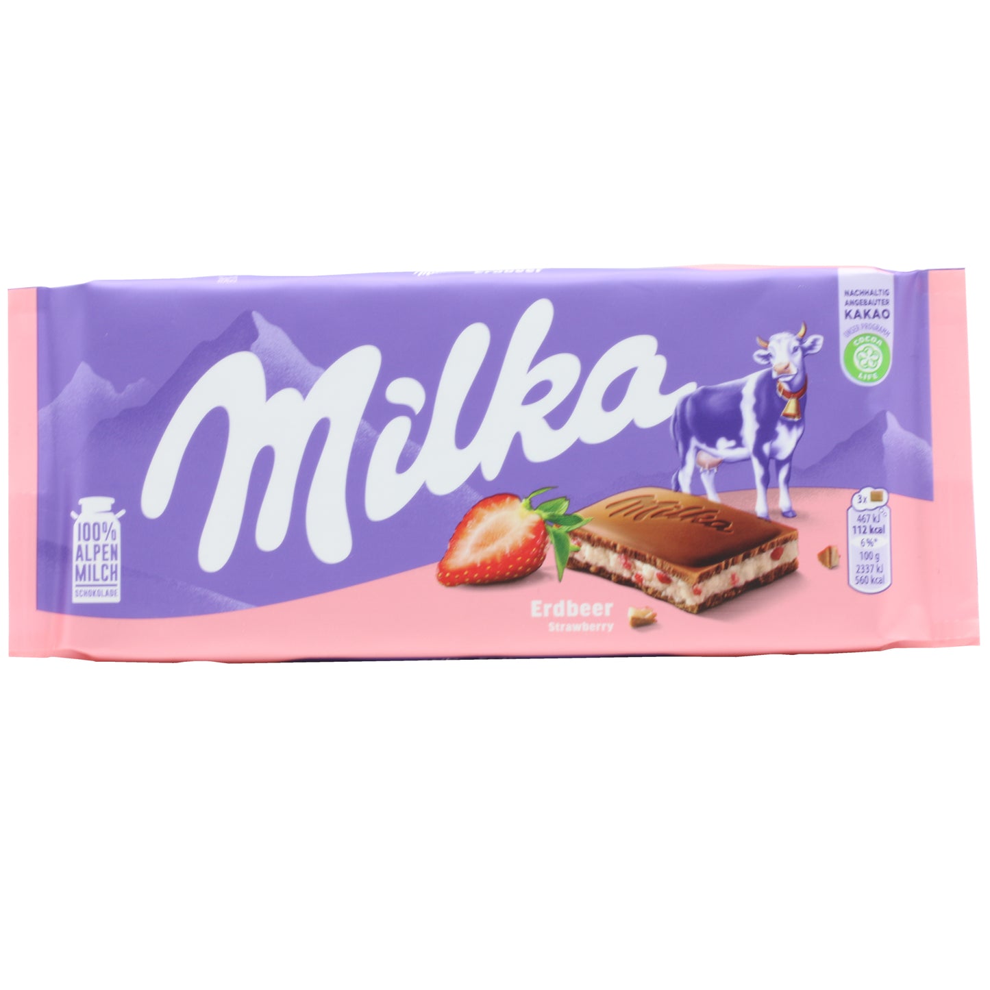 !Strawberry Milka Choc Bar 100g