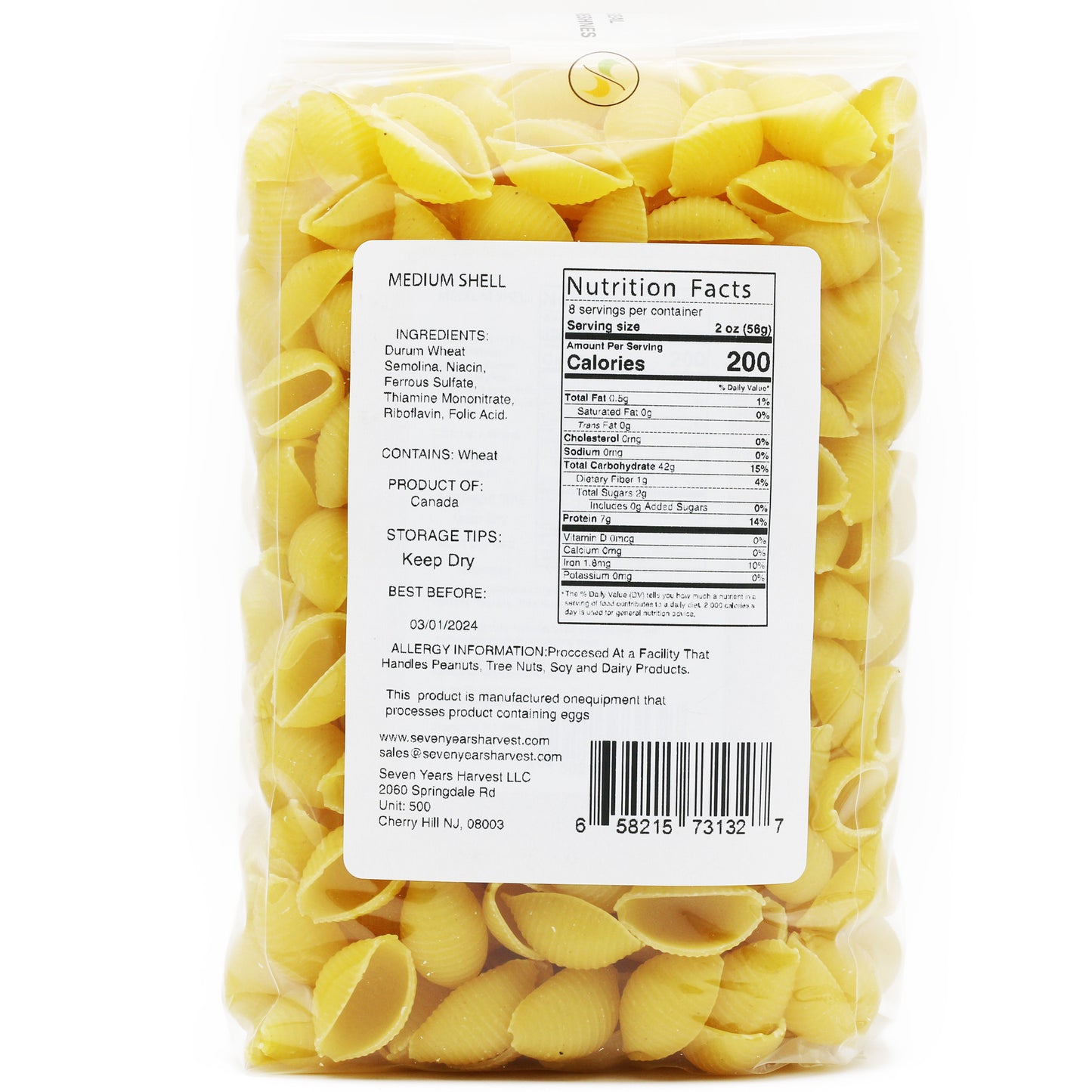 Seven Years Harvest Medium Shells 1 Lb (454 Gr)