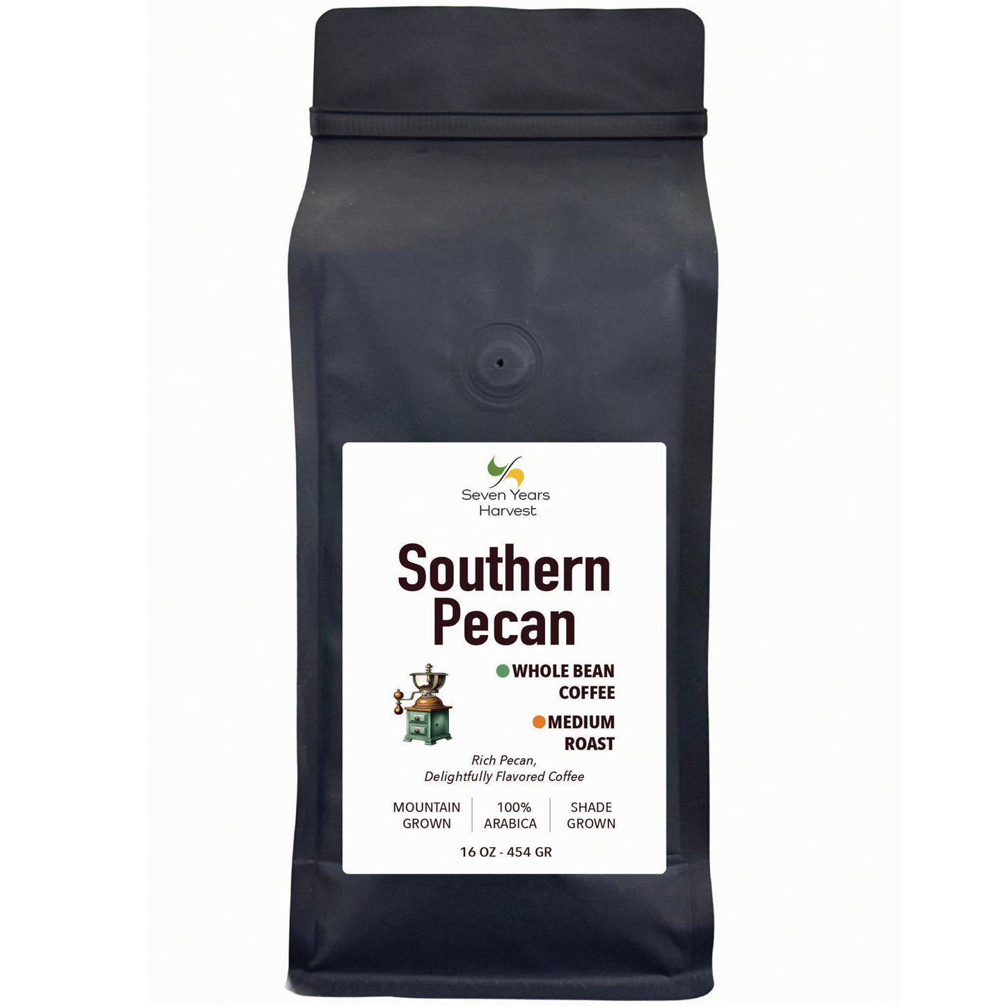 Seven Years Harvest Southern Pecan Whole Bean 16 oz (454 Gr)