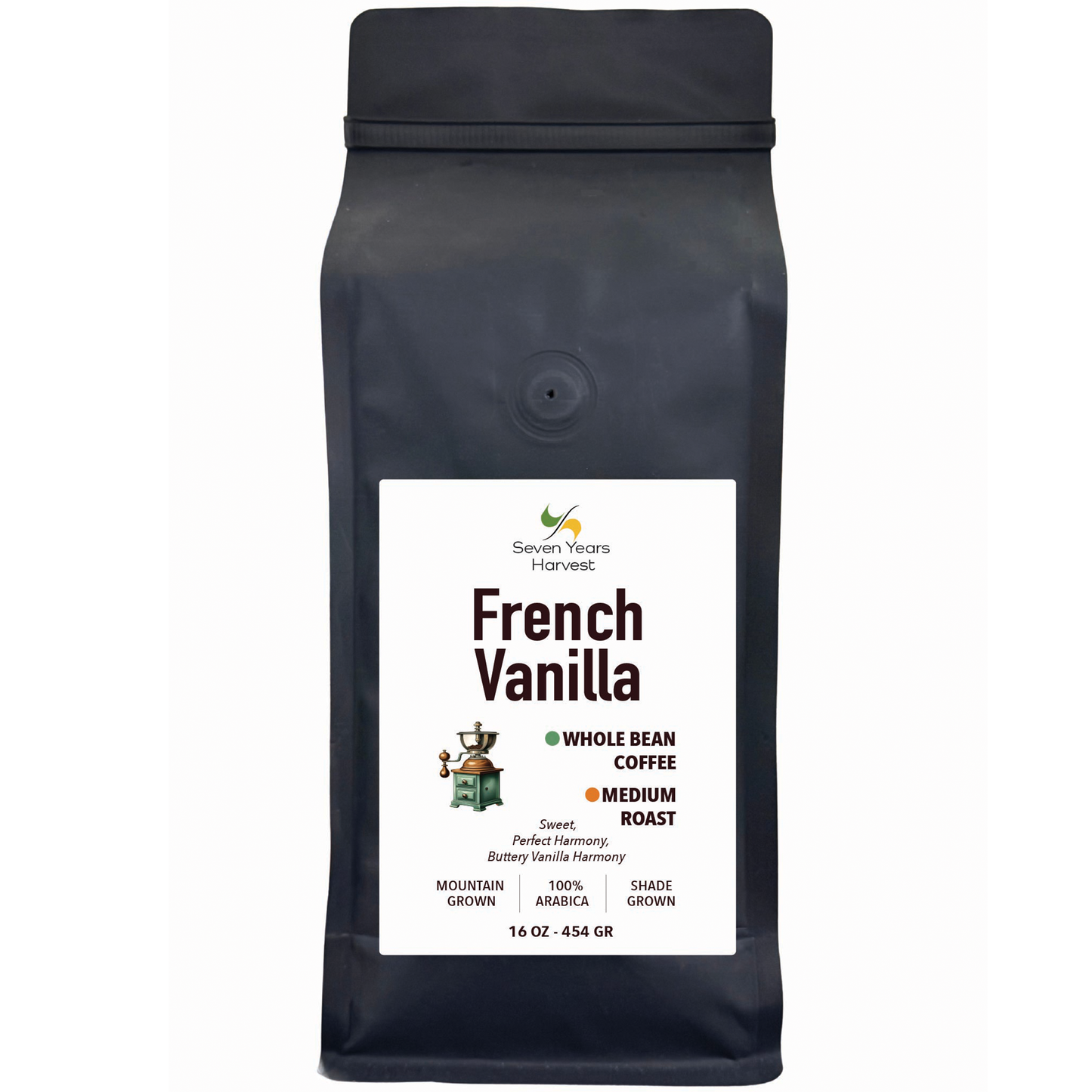 Seven Years Harvest French Vanilla Whole Bean Coffee 16 oz (454 gr)