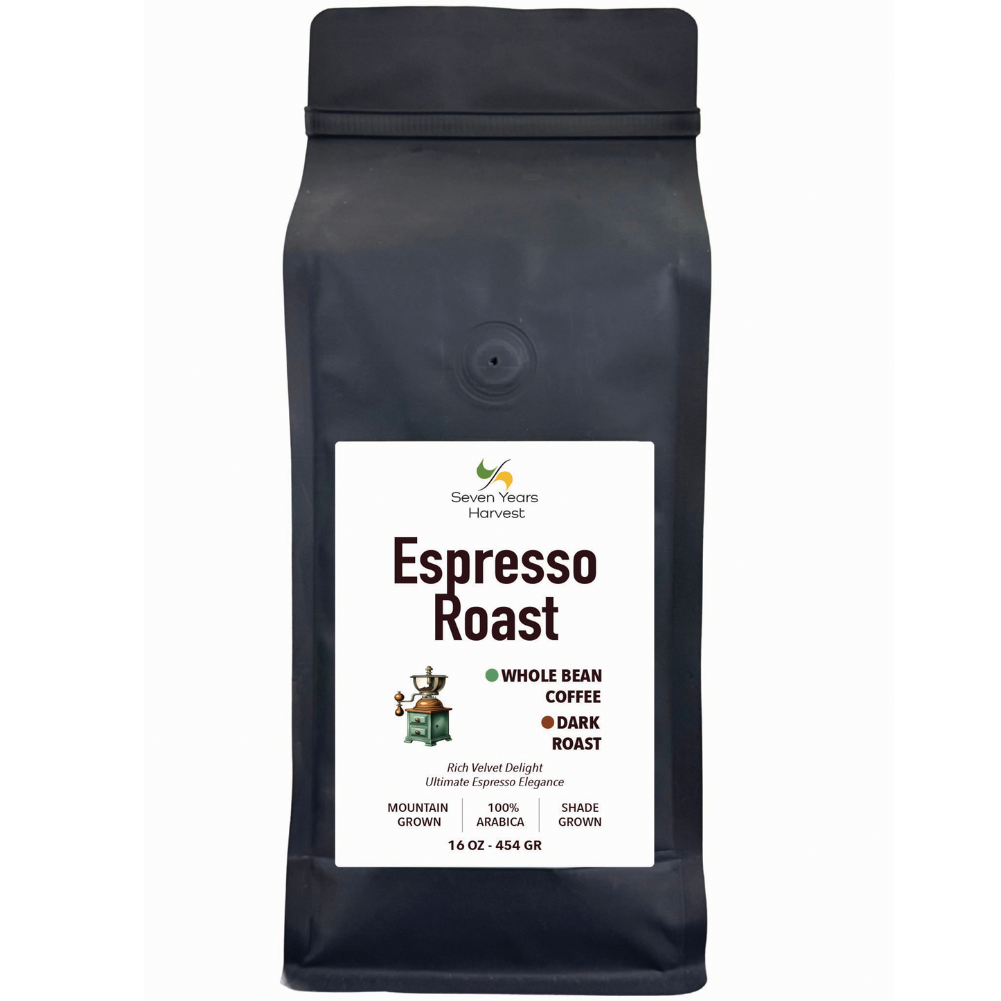 Seven Years Harvest Espresso Coffee Whole Bean 16 Oz (454 Gr)