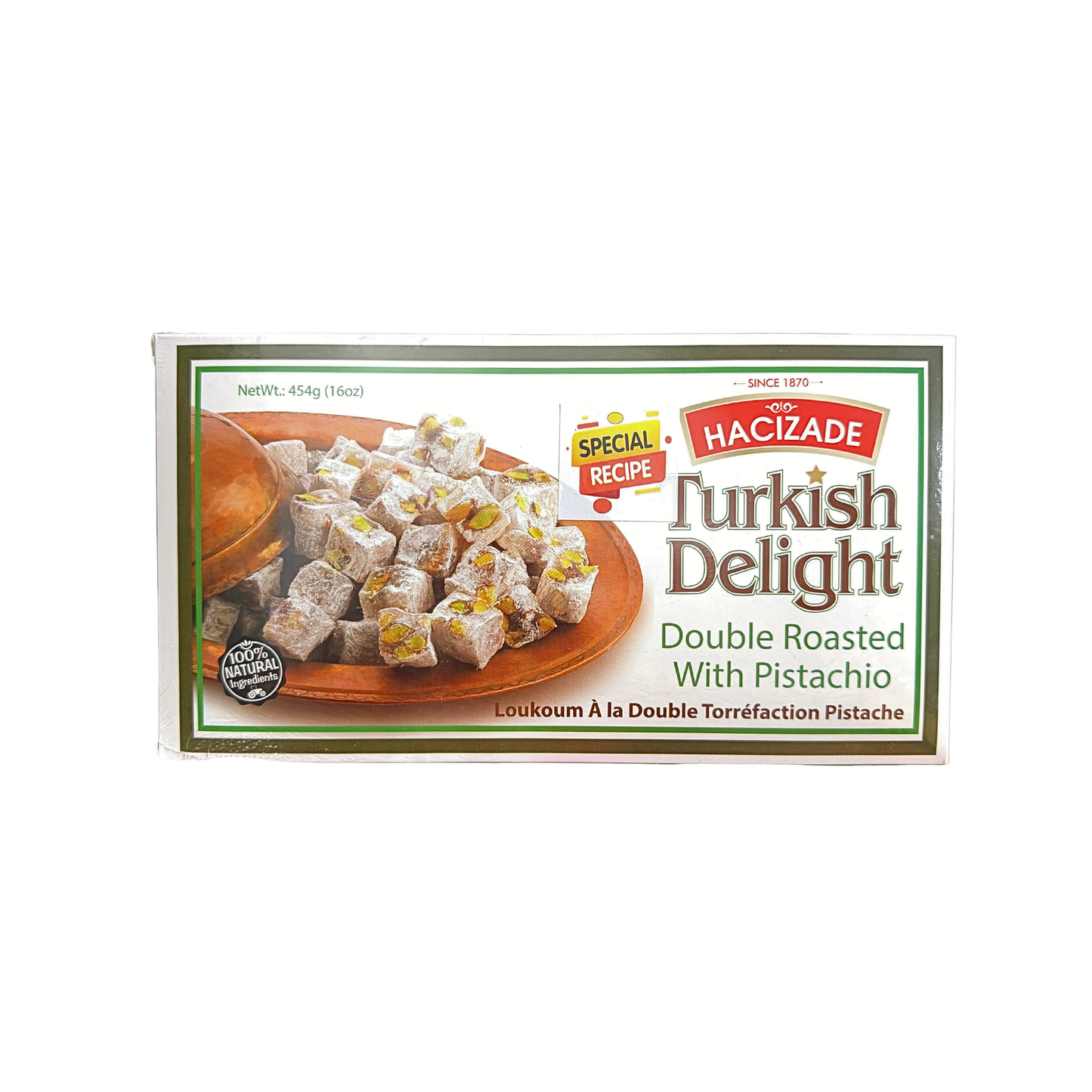 Hacizade Turkish Delight Double Roasted w Pistachio 454 Gr