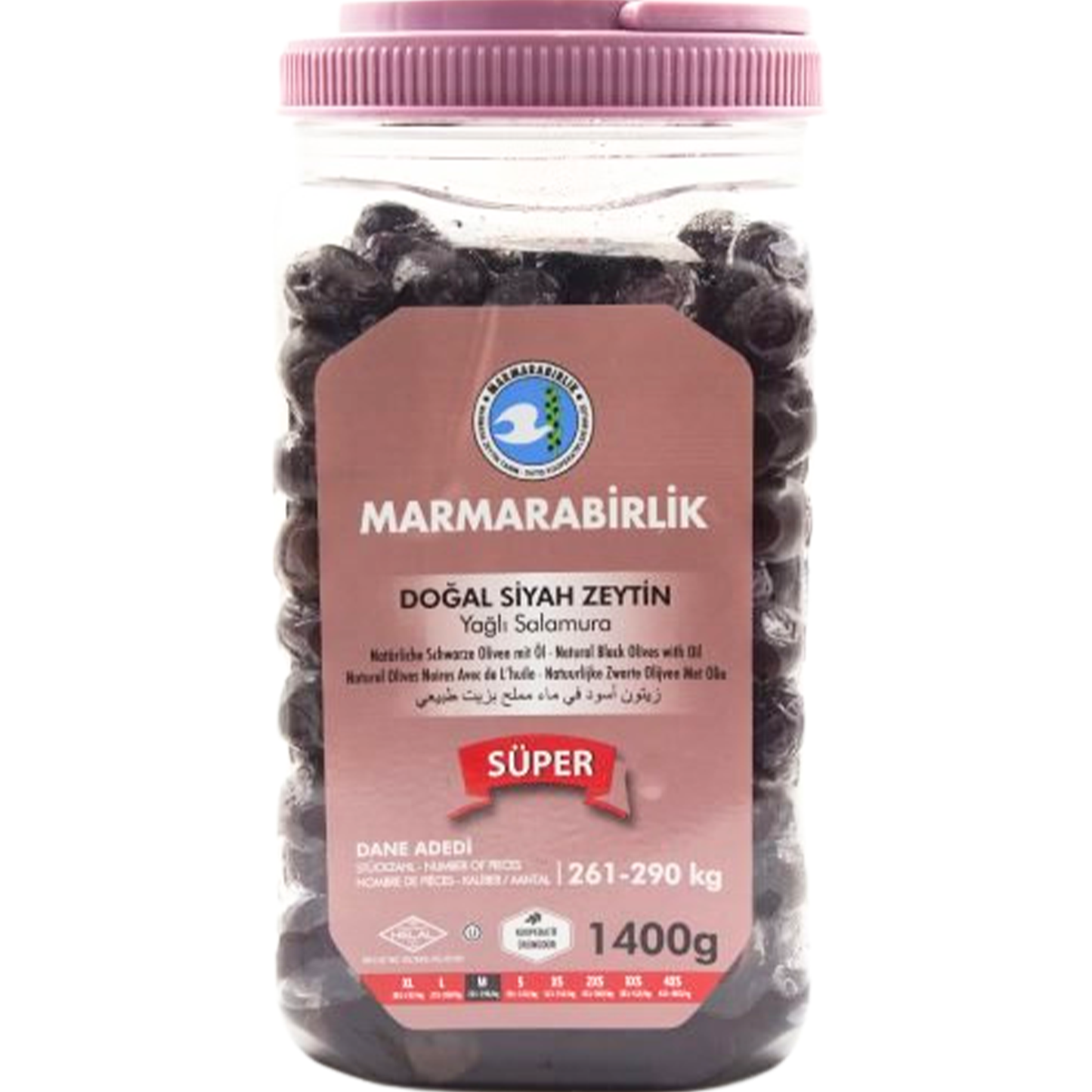 Marmarabirlik Natural Black Olives w Oil M Super 1400 gr