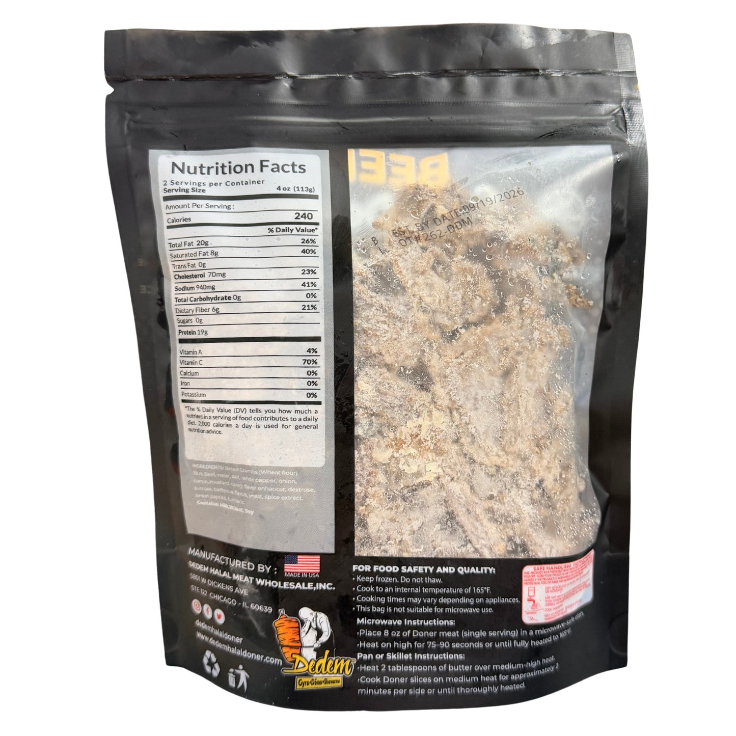 Dedem Beef Gyro Doner Kebap 8 Oz (227 gr)