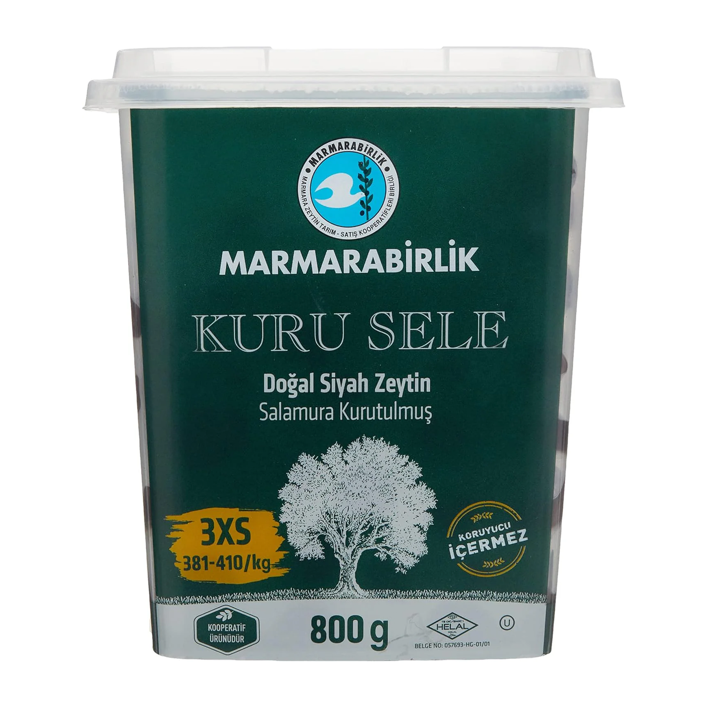 Marmarabirlik Gemlik Black Olives(Kuru Sele) 3X 800 g