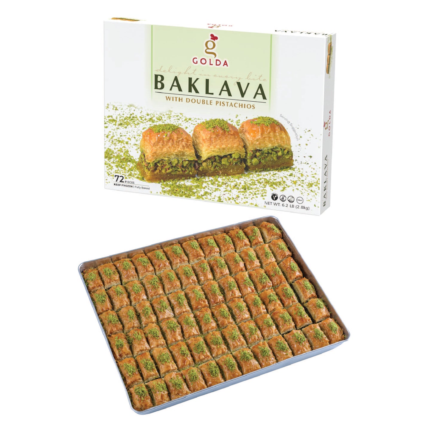 Golda Baklava With Double Pistachios 6.2 LB (2.8Kg)