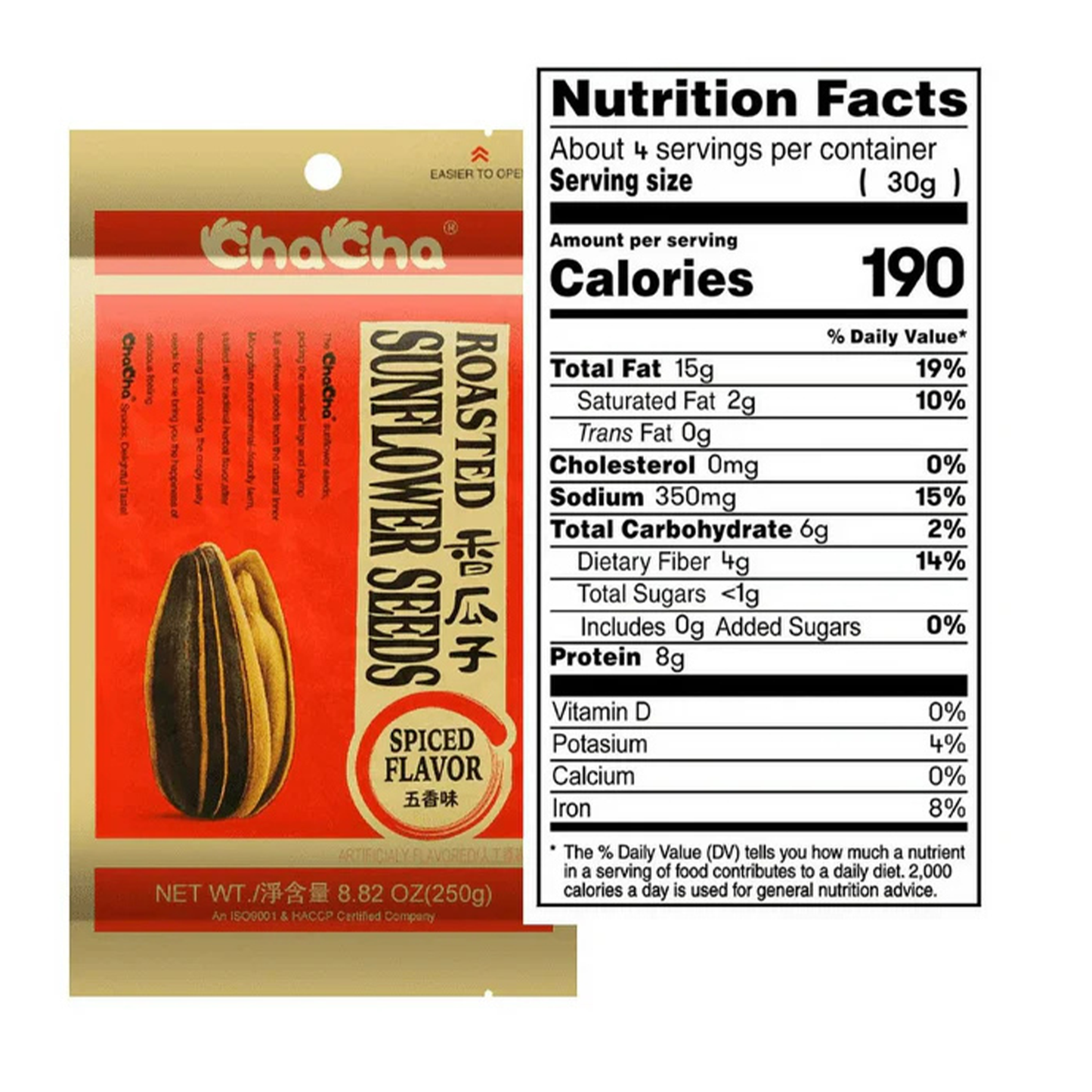 ChaCha Roasted Sunflower Seeds Spiced 250 gr