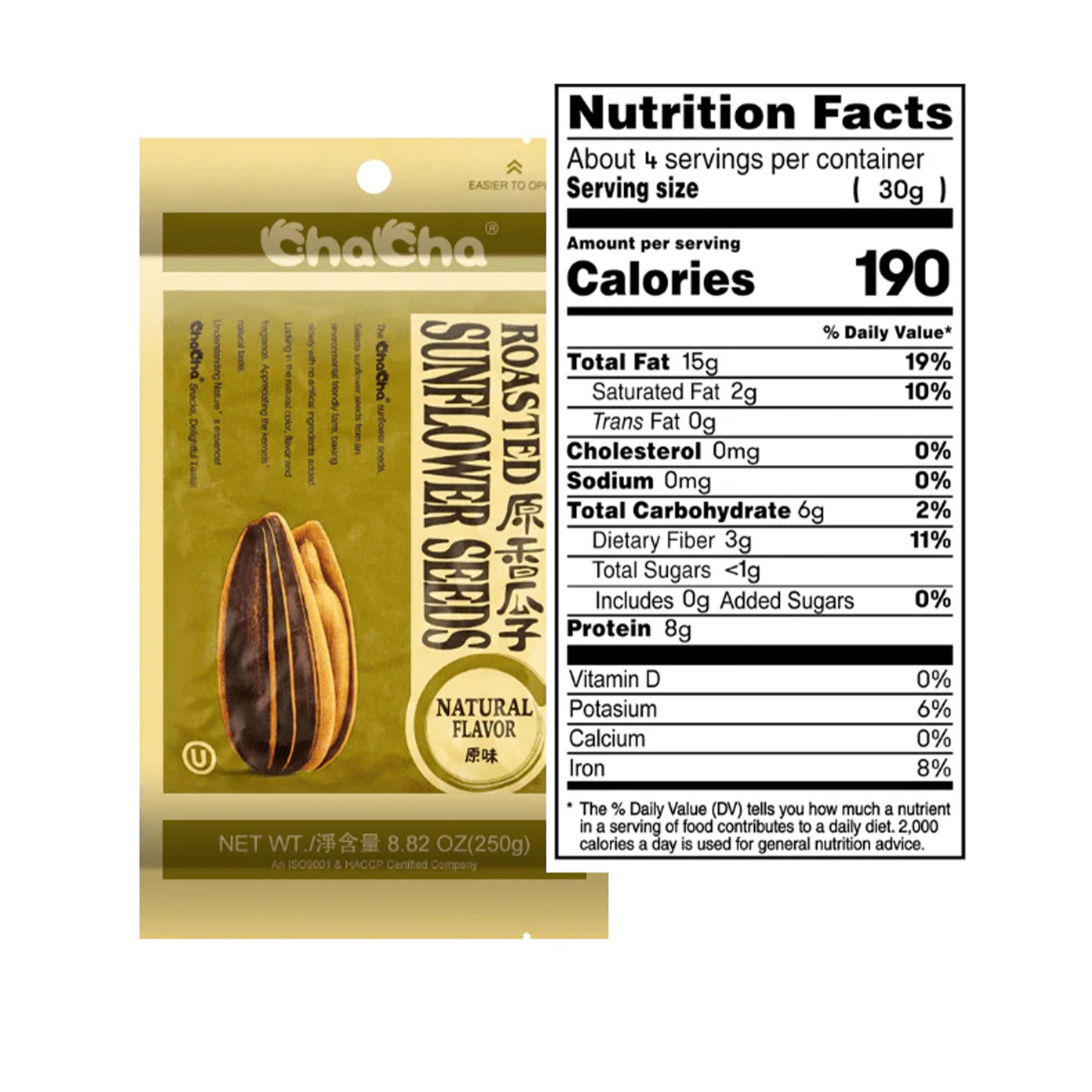 ChaCha Roasted Sunflower Seeds Salted 250 gr