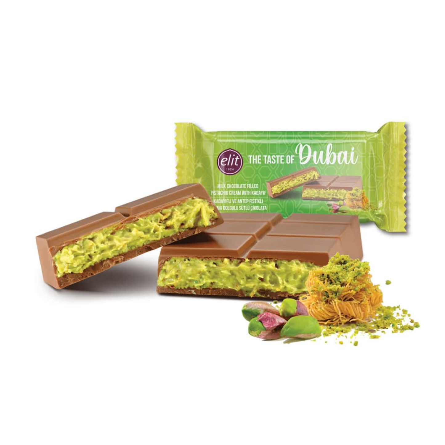 Elit Dubai Milk Chocolate w Pistachio 90 gr