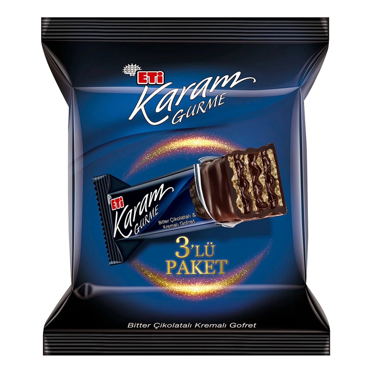 Eti Karam Gurme Dark Chocolate Cream Wafer 3 Pcs 5.29 Oz (150 Gr)