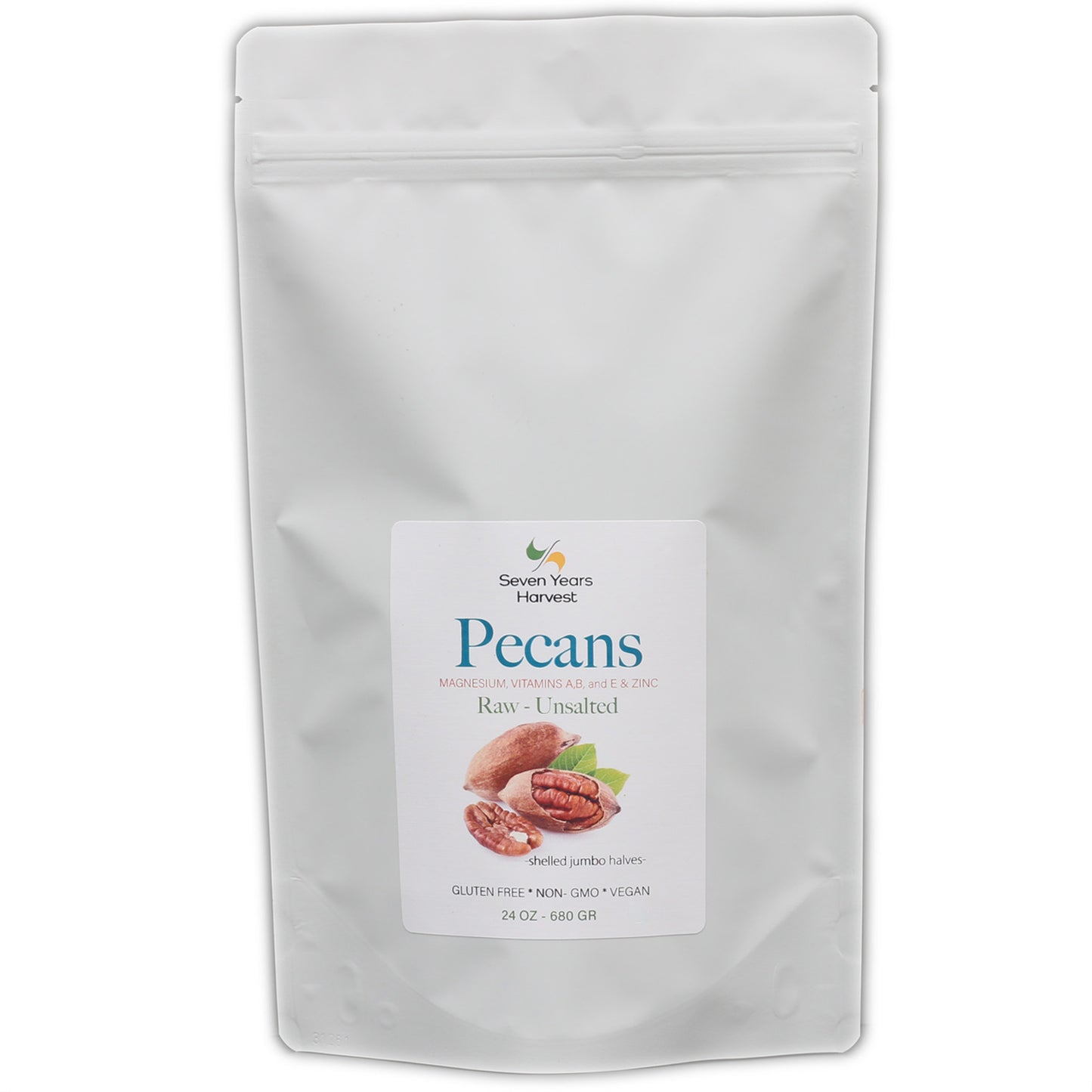 !Seven Years Harvest Raw Pecan Jumbo Halves 24 Oz (680 Gr )