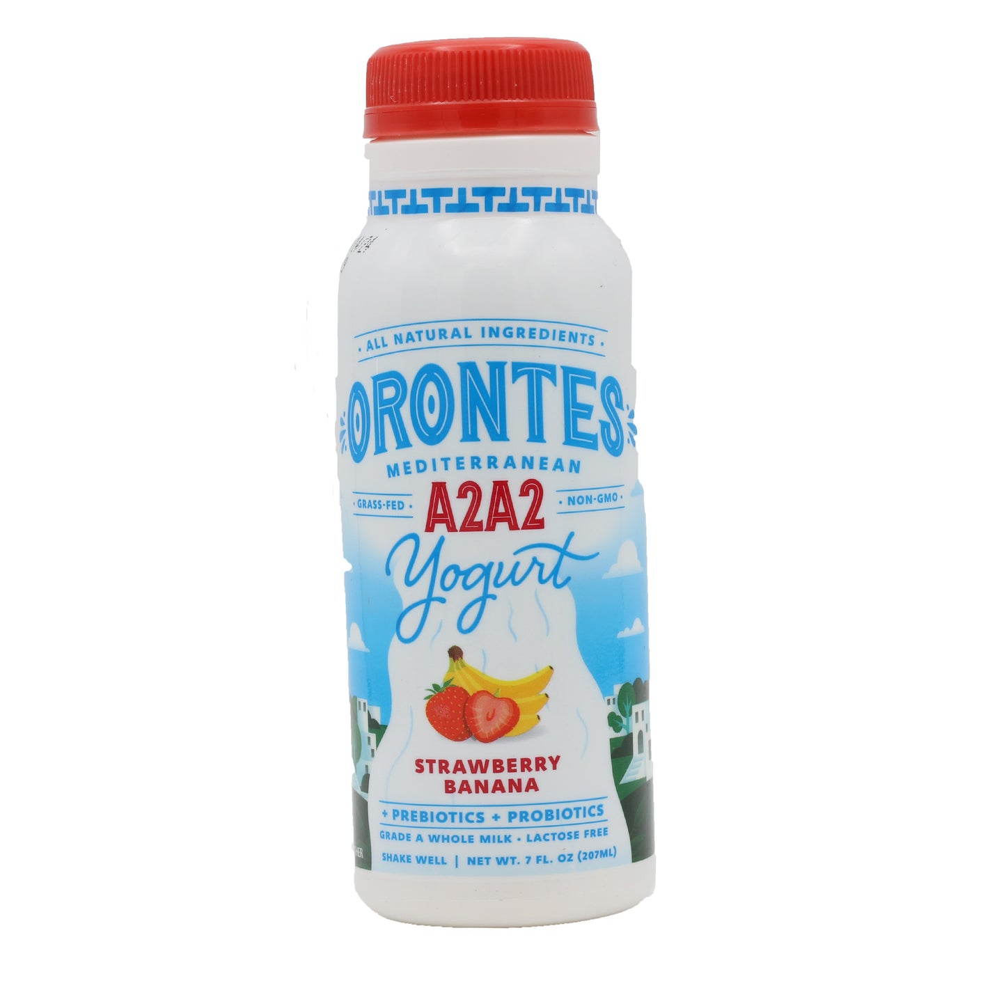 Orontes Mediterranean Yogurt A2A2 Strawberry Banana Drinkable 7 Fl Oz (207 Ml)