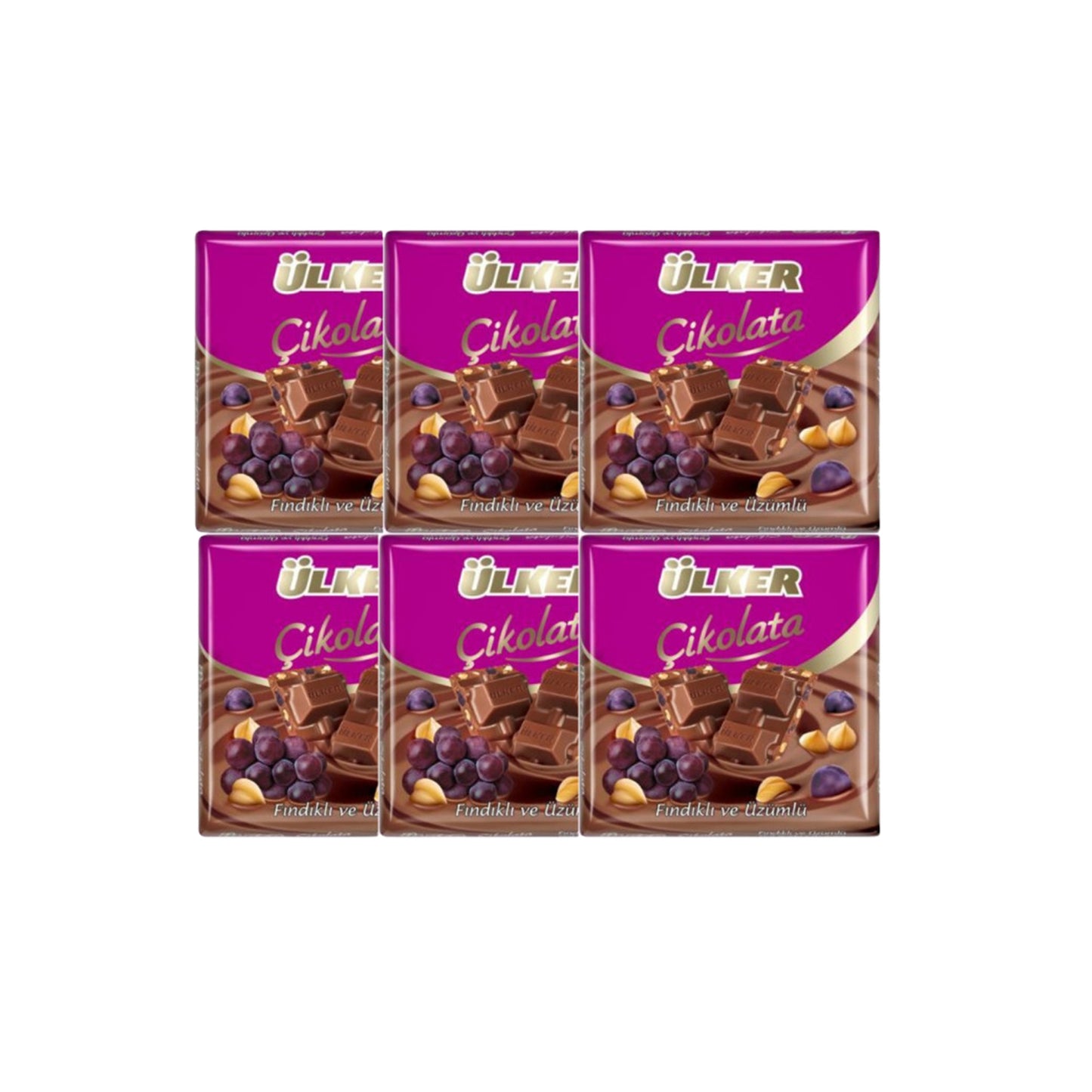 Ulker Square Grape Hazelnut Chocolate 6x60 g