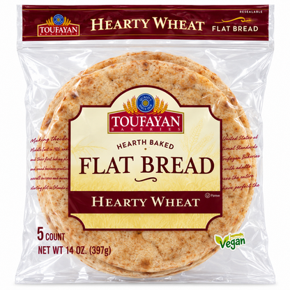 Toufayan | Hearty Wheat Flatbread, Hearth Baked, 5 Count | 14 oz (397 g)