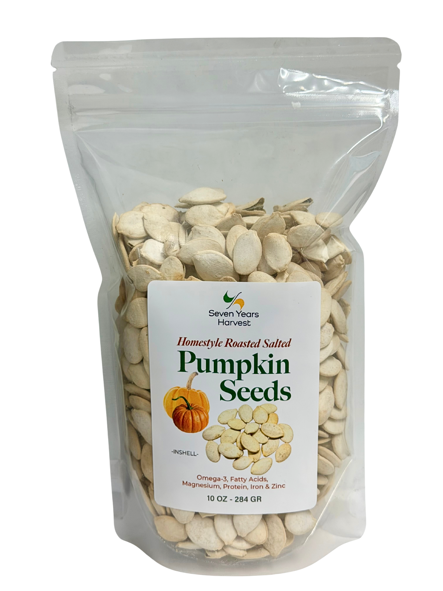 Seven Years Harvest Chinese Snow White Pumpkin Seeds | Roasted & Salted, In-Shell – 10 oz