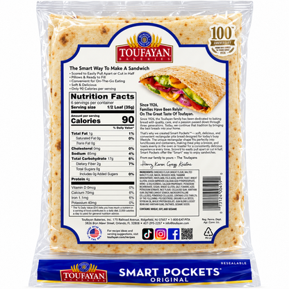 toufayan smart pockets original soft style pita bread pita ekmegi 7.4 oz 210 g bag