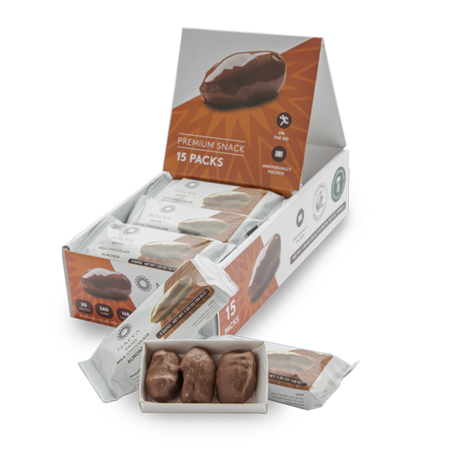 Nalya Milk Chocolate Dates w Almond 16 Pack 480 gr