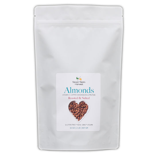 !Seven Years Harvest Roasted Salted Almonds 2 Lb (907 Gr)