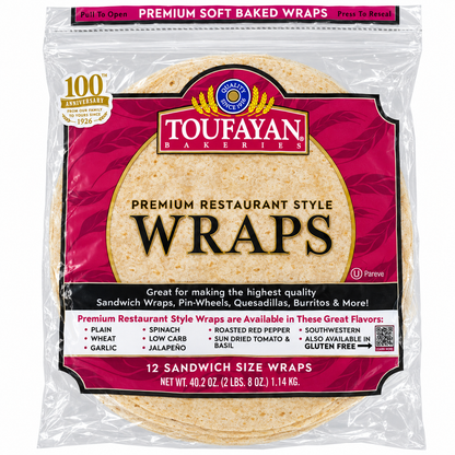 Toufayan | Wheat Wraps, Premium Restaurant Style, 12 Sandwich Size | 40.2 oz (1.14 kg)