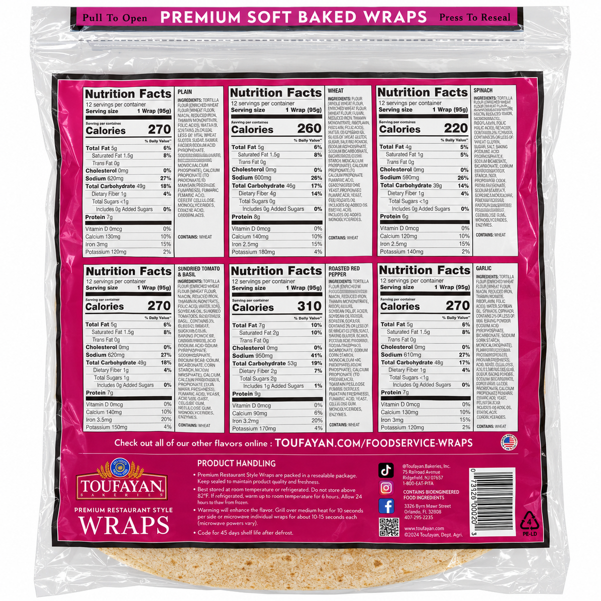 Toufayan | Wheat Wraps, Premium Restaurant Style, 12 Sandwich Size | 40.2 oz (1.14 kg)
