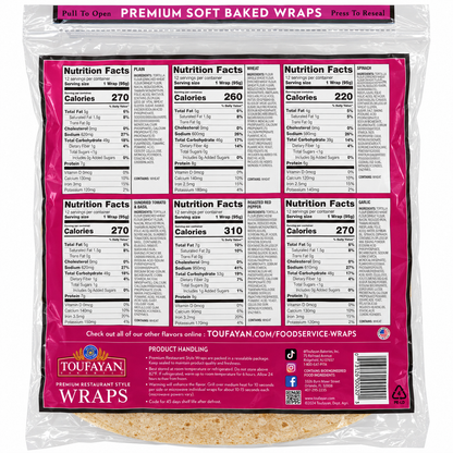 Toufayan | Wheat Wraps, Premium Restaurant Style, 12 Sandwich Size | 40.2 oz (1.14 kg)