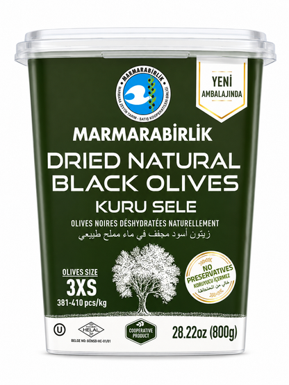 Marmarabirlik Gemlik Black Olives(Kuru Sele) 3X 800 g