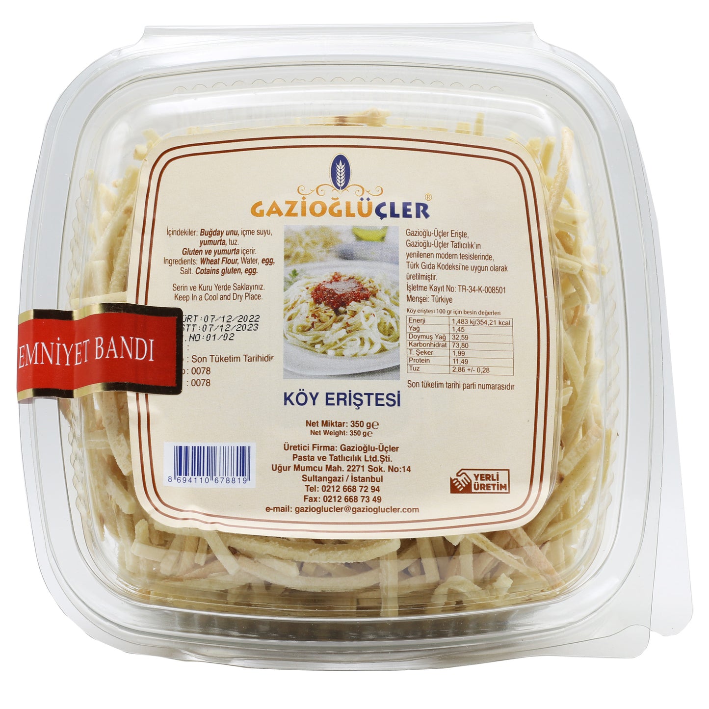 Gazioglu Village Noodles 12.34 Oz (350 Gr)