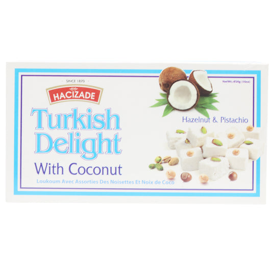 Hacizade Turkish Delight w Coconut 454 Gr