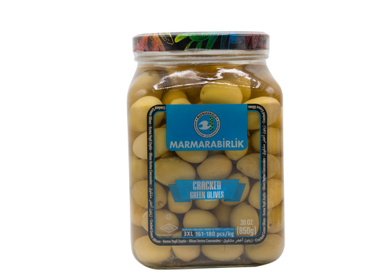 Marmarabirlik Cracked Green Olives 3XL 30 Oz (850 Gr)